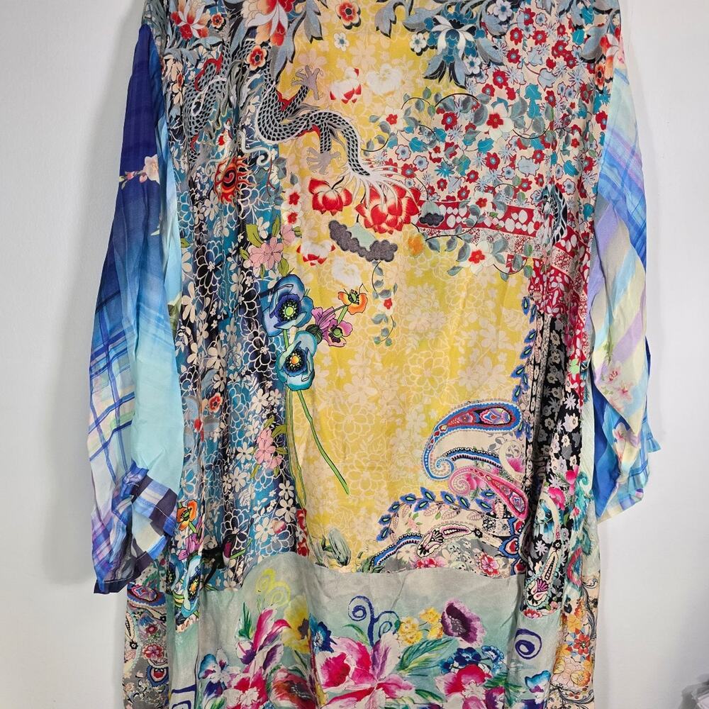 Johnny Was Thiodorah Silk Long Patchwork Kimono extended size 2X - Picture 8 of 15